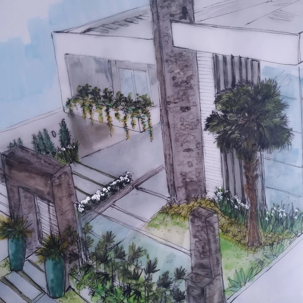 Perspectiva de projeto residencial